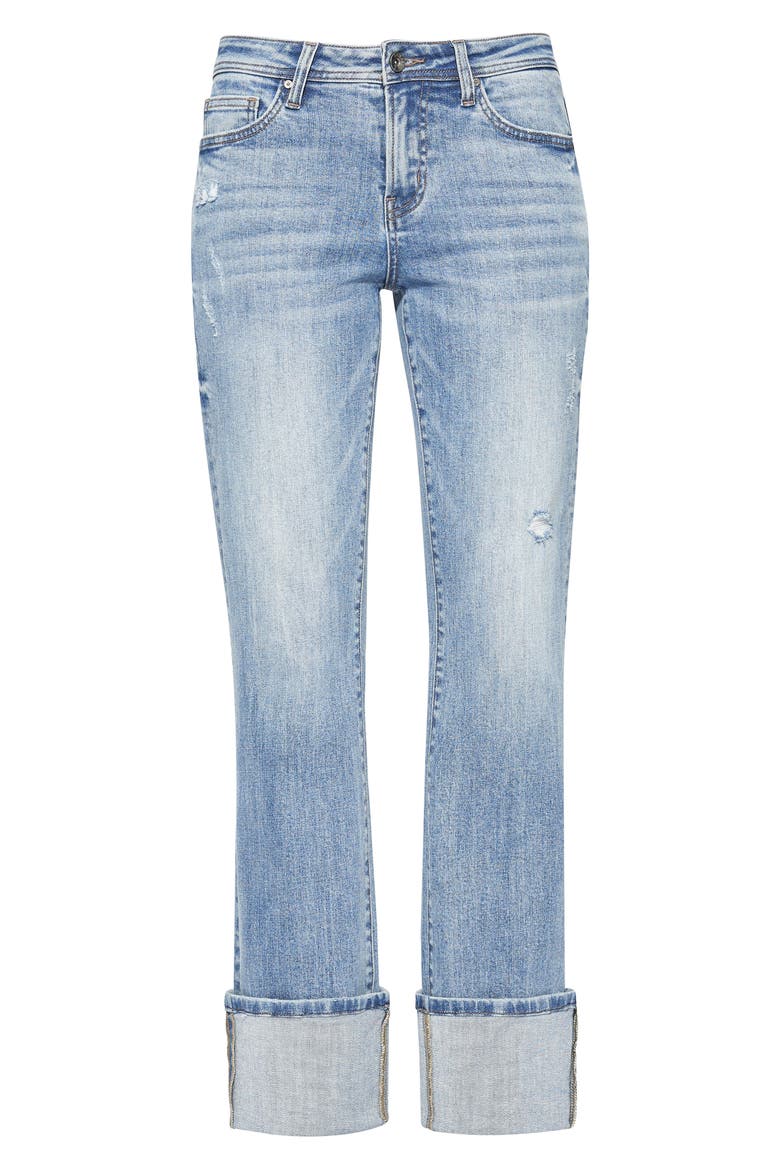Flora Deep Cuff Straight Jeans, Alternate, color, STELLAR