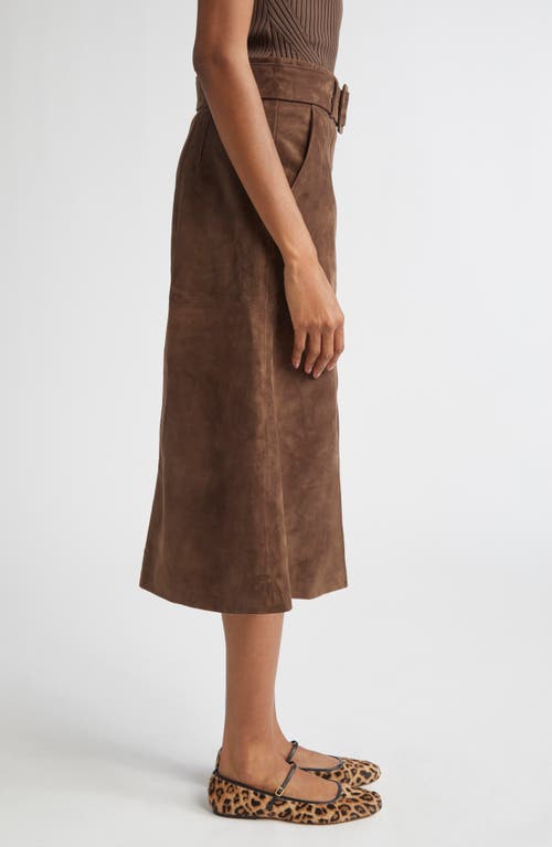 Veronica Beard Alexie Suede Midi Skirt In Brown