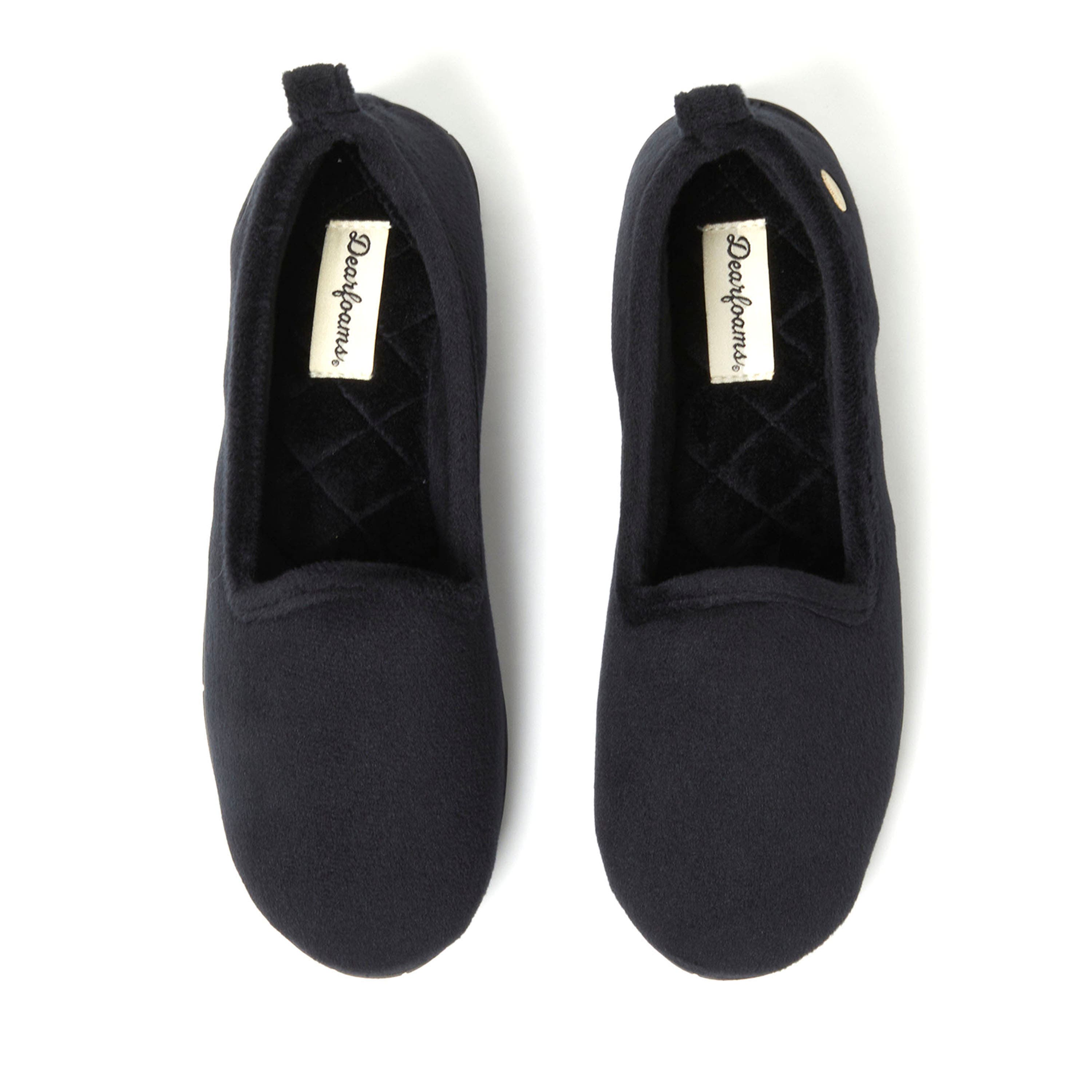 DEARFOAMS Rachel Velour Closed Back Slipper, Alternate, color, Black