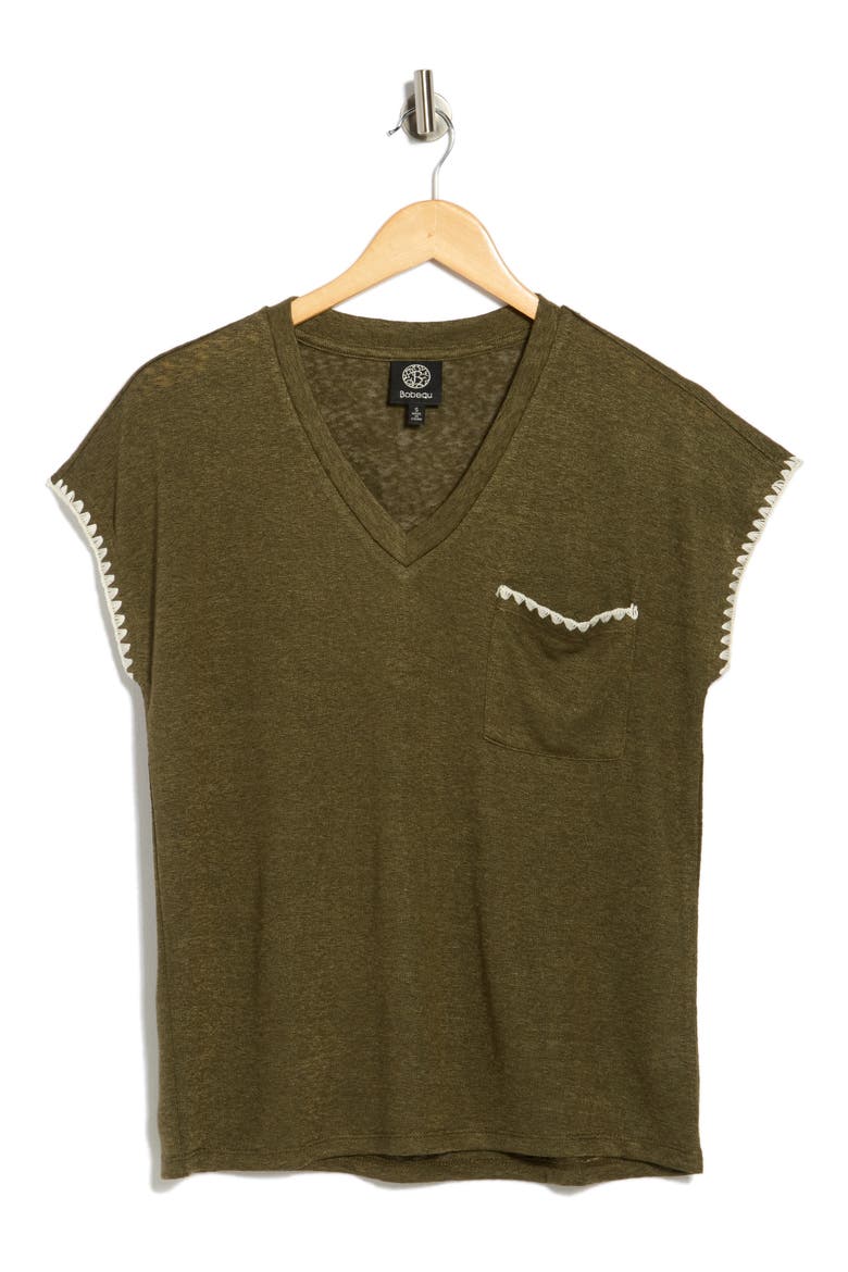 Whipstitch Pocket T-Shirt, Alternate, color, GRAPE LEAF/ IVORY