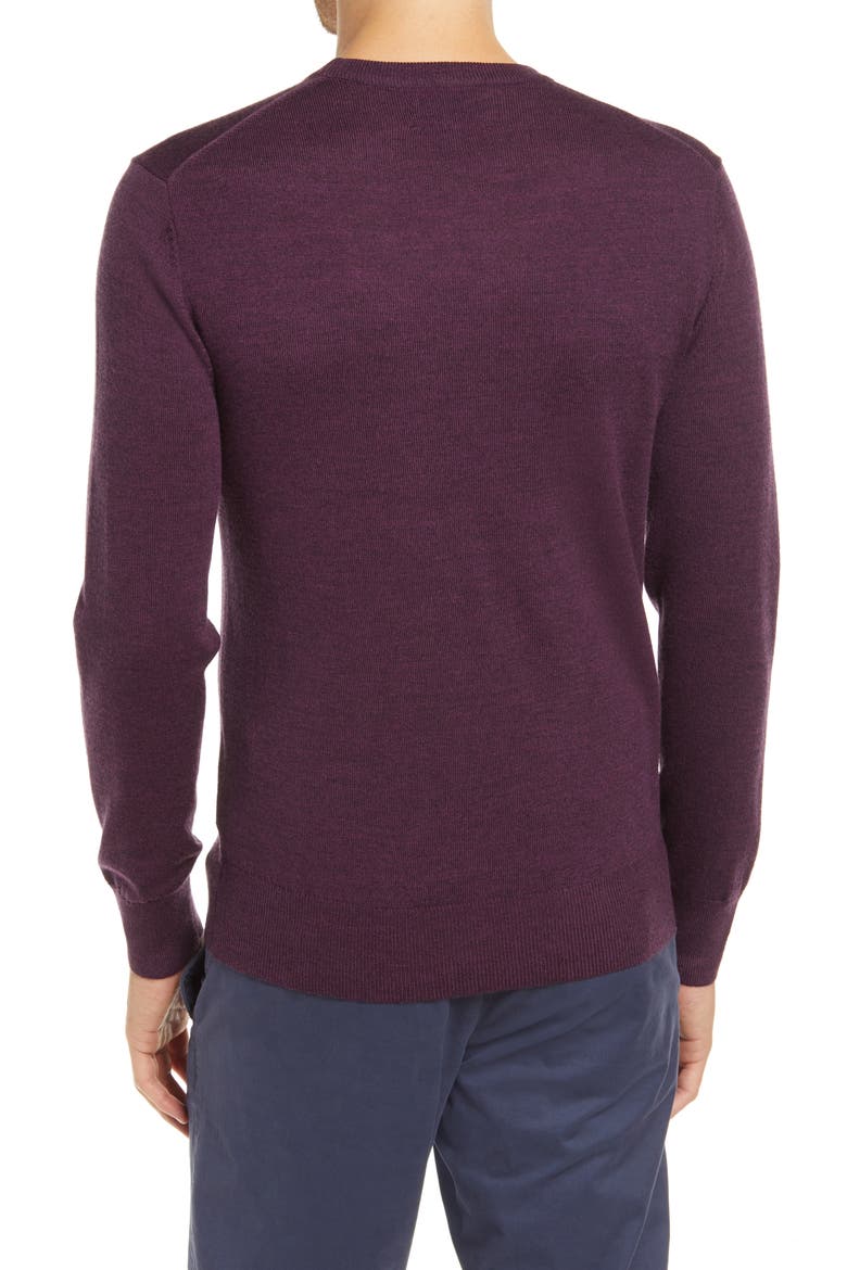 Slim Fit Merino Wool Crewneck Sweater, Alternate, color, HEATHER BRAMBLE