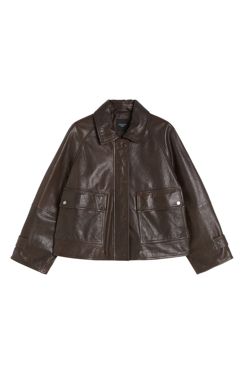 Weekend Max Mara Berbice Oversize Leather Jacket, Alternate, color, Dark Brown
