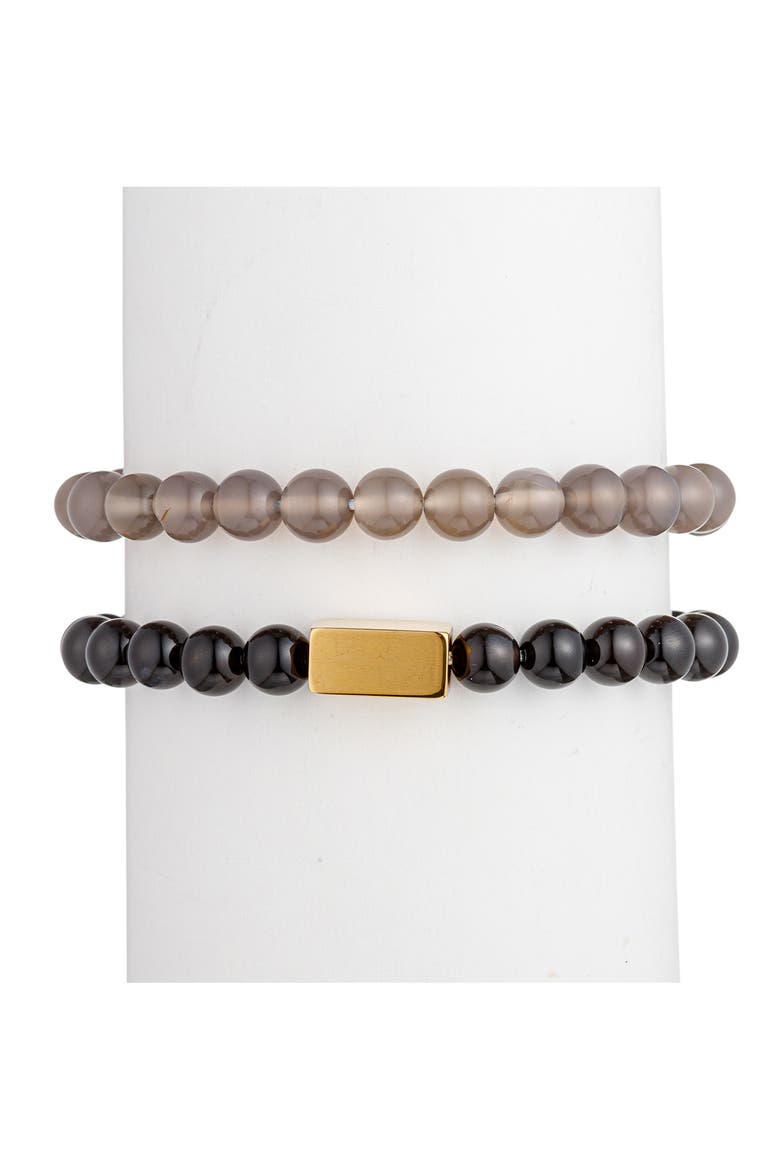 Men's Set of 2 Shawn Agate Beaded Bracelets, Alternate, color, GOLD