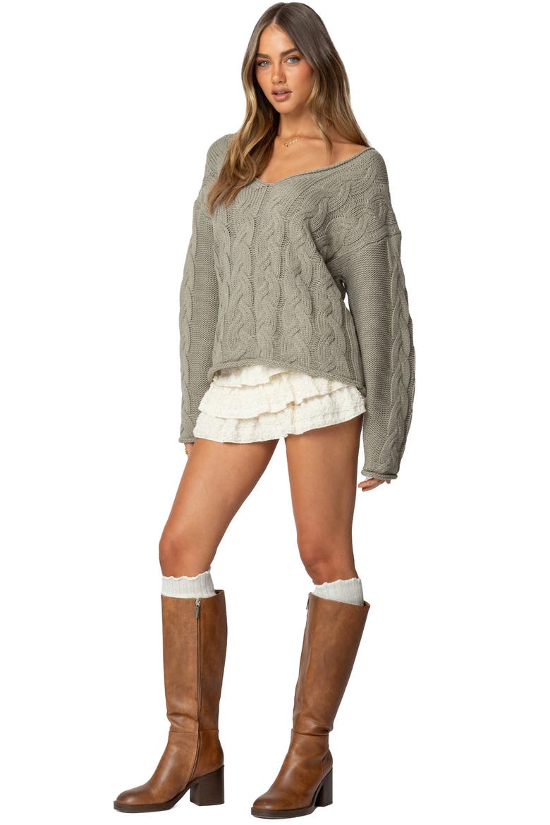 Inga Oversize Cable Knit Sweater, Alternate, color, OLIVE