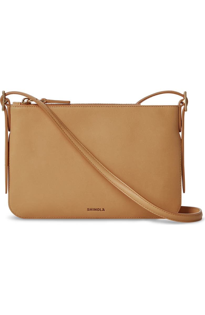 Shinola Small Bixby Accordion Leather Crossbody Bag, Main, color, Honey