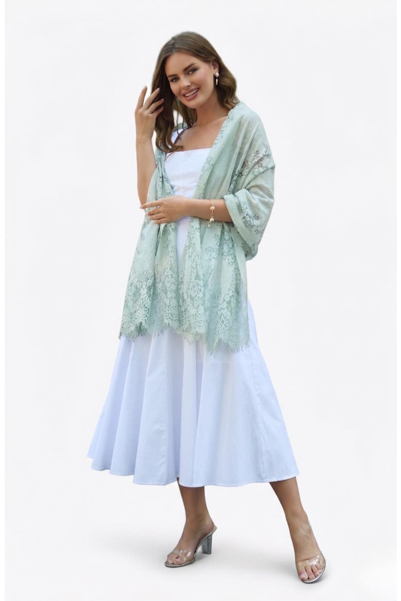 Lace Embellished Scarf, Alternate, color, MINT