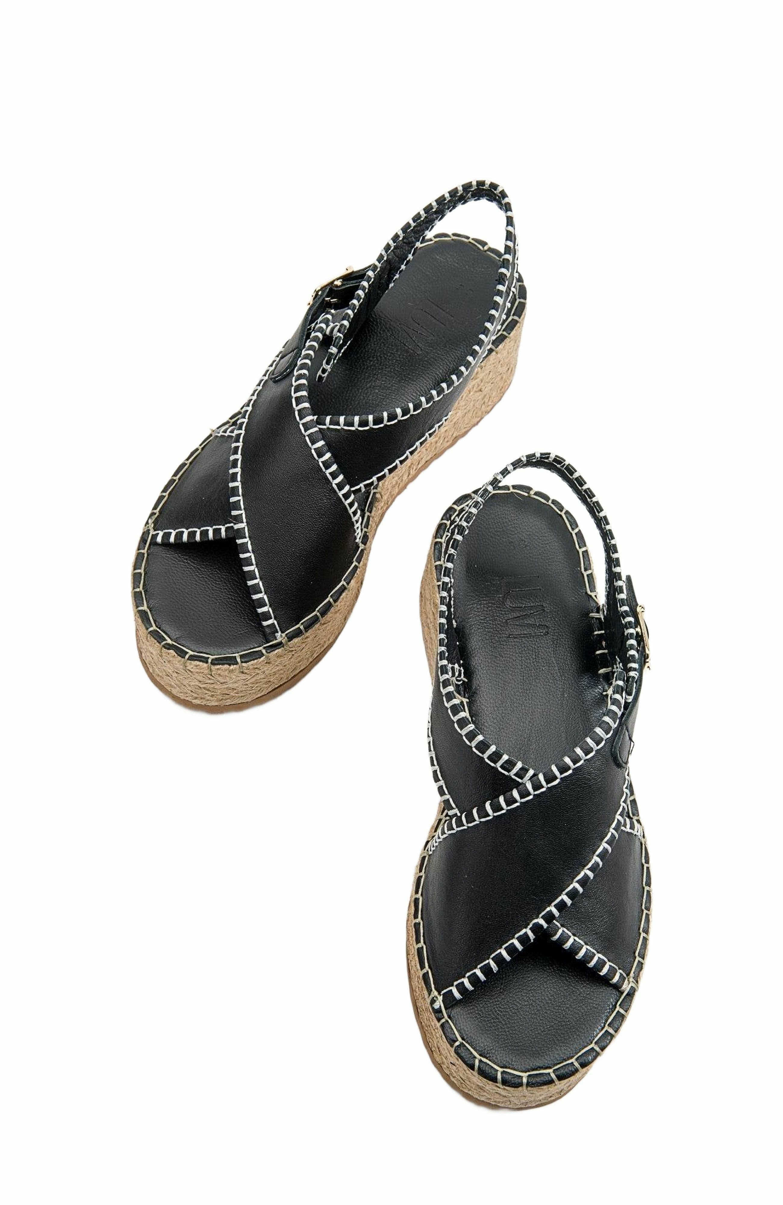 Forever & Always Shoes Bellezza Leather Platform Sandal, Alternate, color, Black Leather