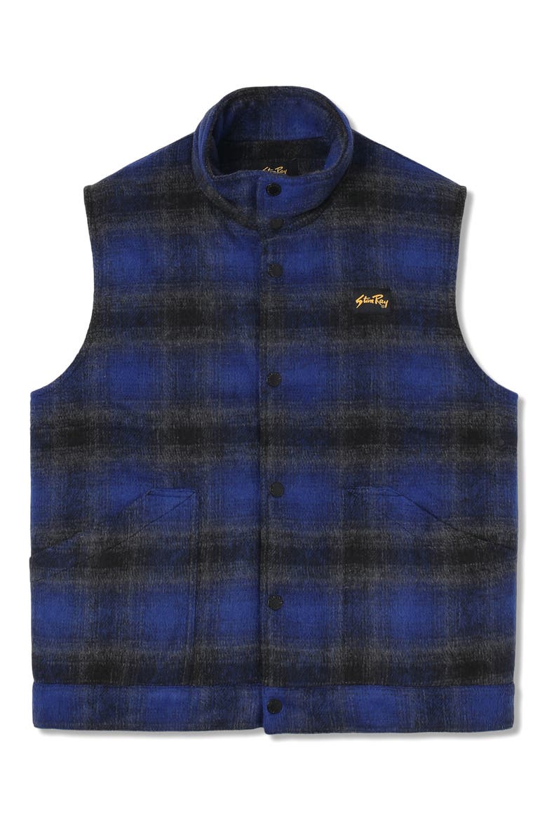 Plaid Cotton Flannel Vest, Alternate, color, NAVY