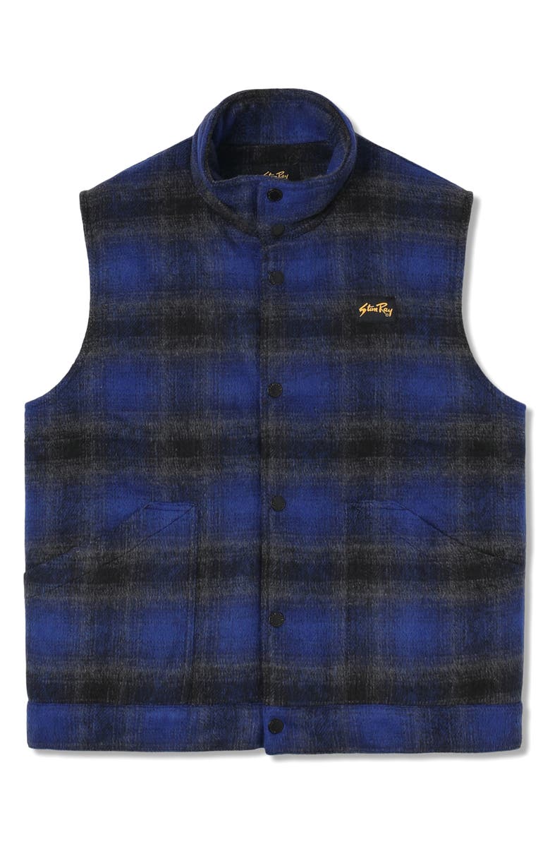 STAN RAY Plaid Cotton Flannel Vest, Alternate, color, Navy