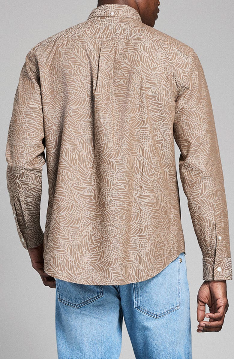 Billy Reid Mélange Heron Swarm Button-Down Shirt, Alternate, color, Khaki Multi