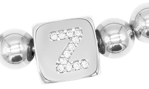 Adornia Crystal Initial Stretch Bracelet In Silver-z