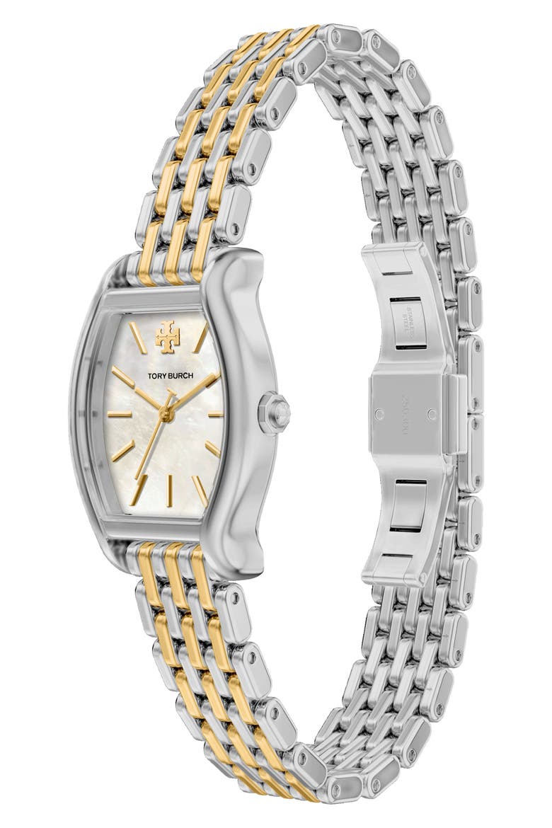 The Eleanor Curve Bracelet Watch, 23mm x 31mm, Alternate, color, WHITE/ TWO TONE