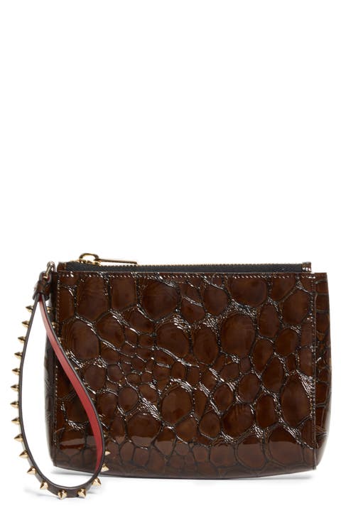 Mini Cabata Soft Croc Embossed Patent Leather Wristlet