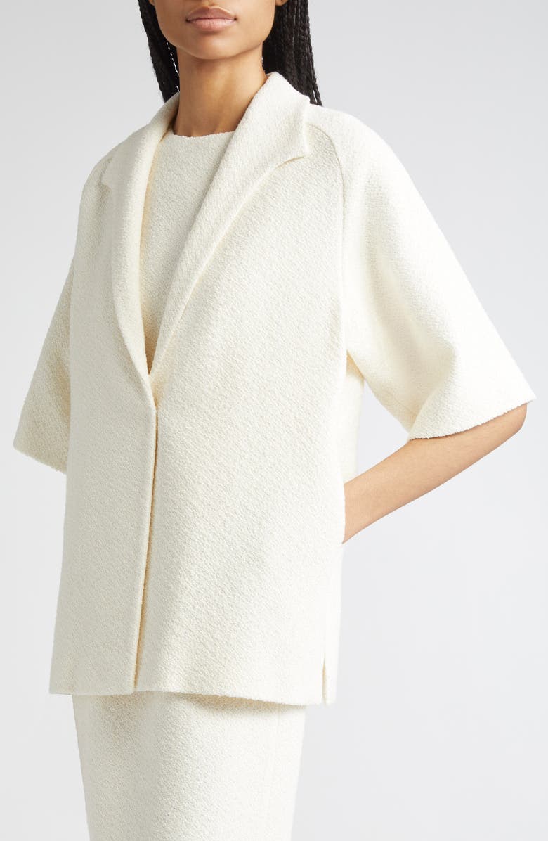 Lafayette 148 New York Wing Collar Short Sleeve Bouclé Jacket, Alternate, color, 