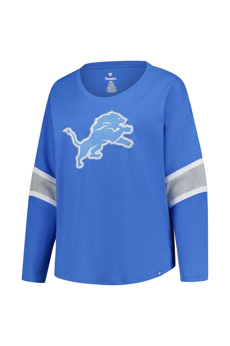 Women's Fanatics Blue Detroit Lions Plus Size Redzone 3/4-Sleeve Scoop Neck T-Shirt, Alternate, color, Blue