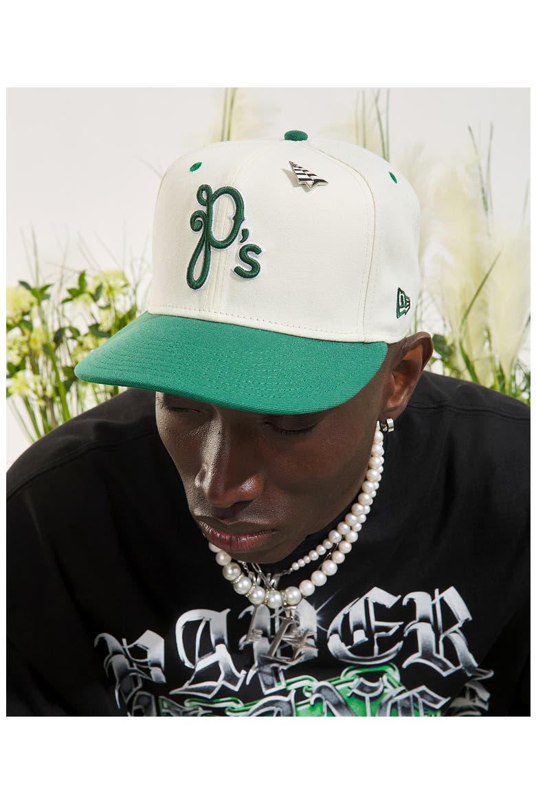 P Logo 9FIFTY Twill Snapback Cap, Alternate, color, CHROME WHITE/ DRK GREEN