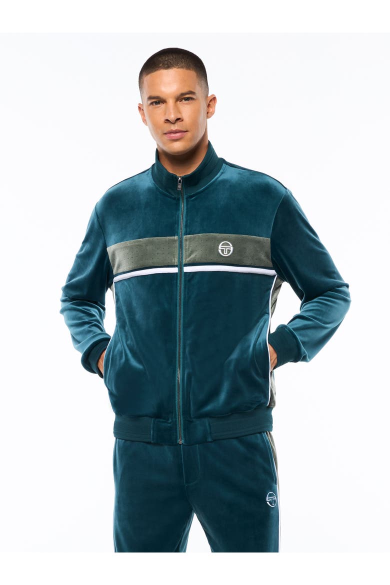 Forato Velour Track Jacket, Main, color, MEDITERRANEA