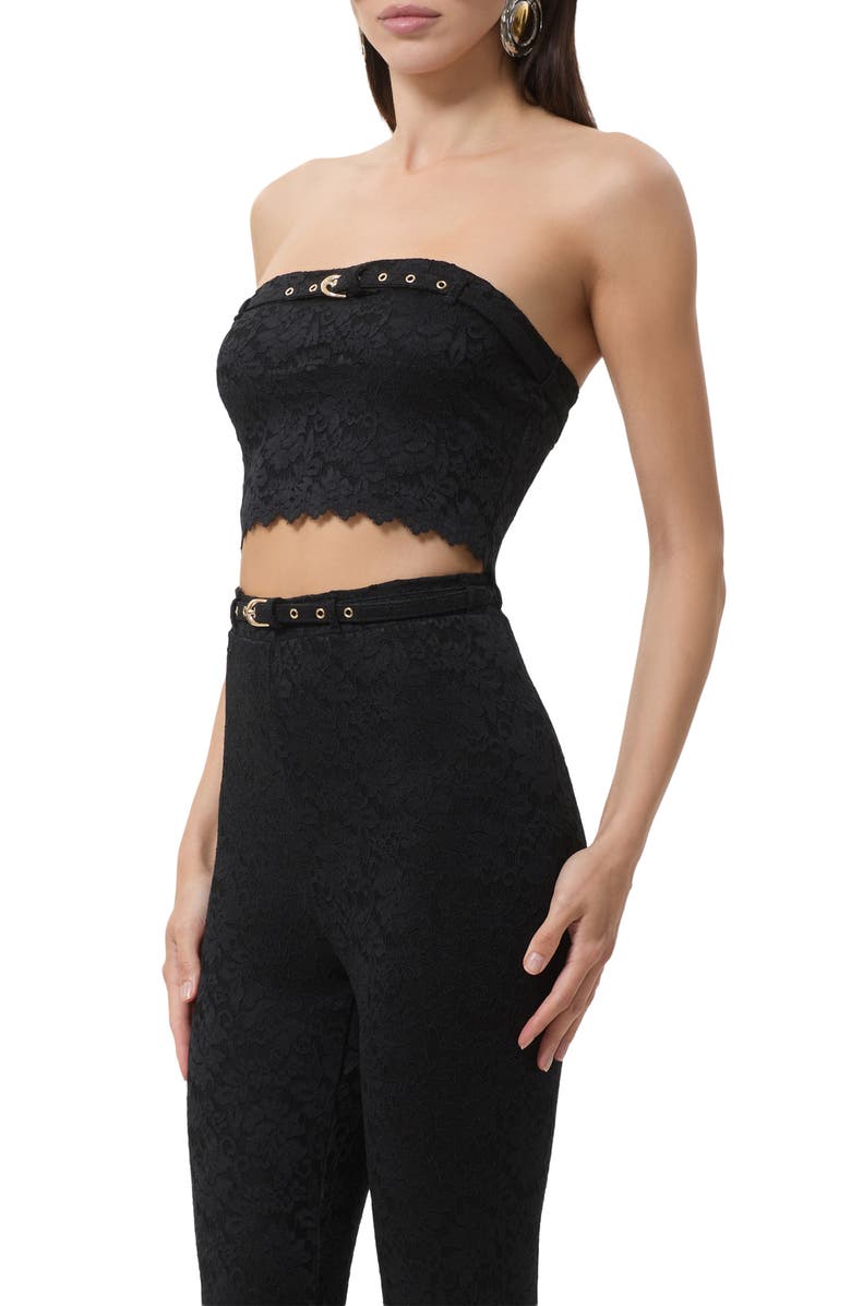 AFRM Remy Strapless Lace Crop Top, Alternate, color, Noir