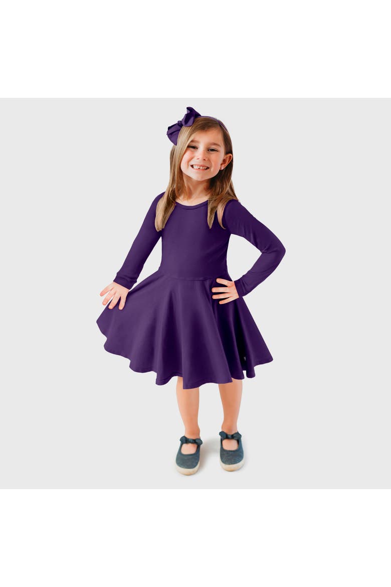 Baby Girls Soft Jersey 100% Cotton Long Sleeve Skater Twirly Dress, Alternate, color, Purple