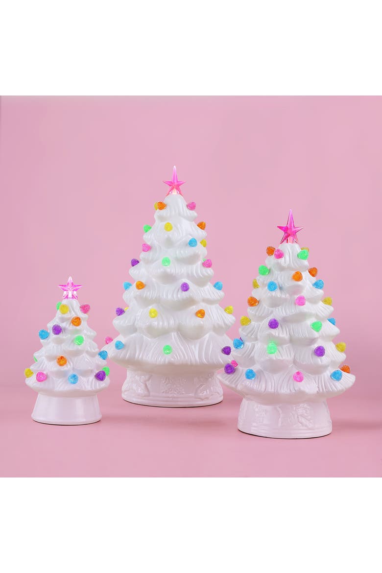 8 in. Nostalgic Ceramic Tree with Gumdrop Bulbs - White, Alternate, color, Multicolored