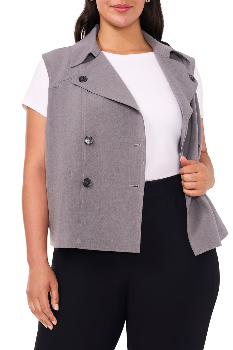 Double Breasted Trench Vest, Main, color, SILVER SMOKE GREY