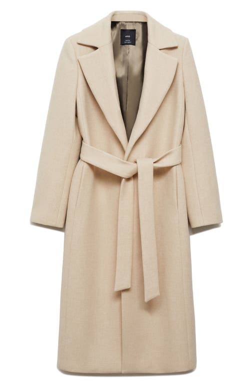 Shop Mango Dolce Wool Blend Wrap Coat With Removable Faux Fur Collar In Light/pastel Grey