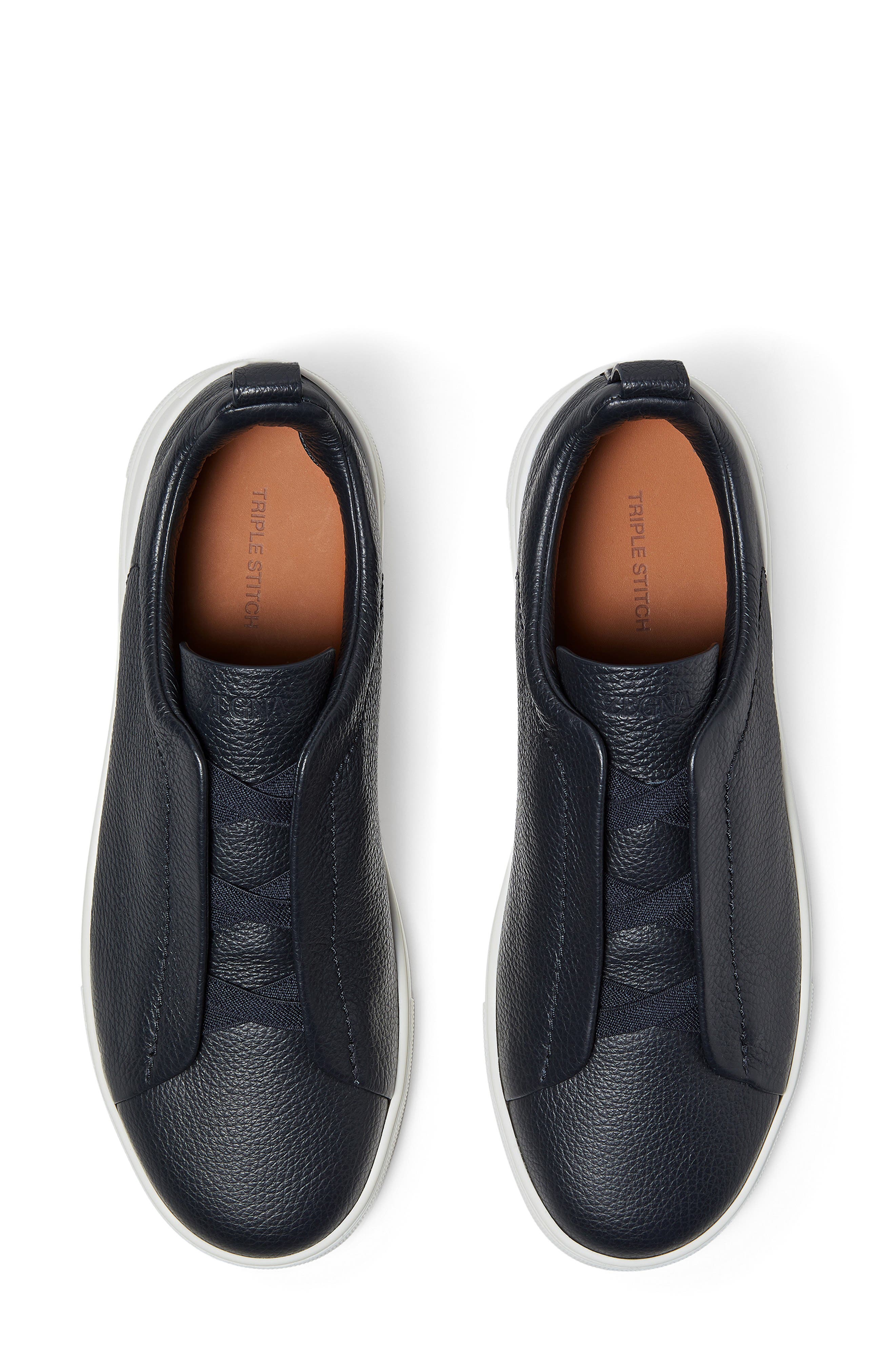 Triple Stitch™ Leather Slip-On Sneaker, Alternate, color, NAVY