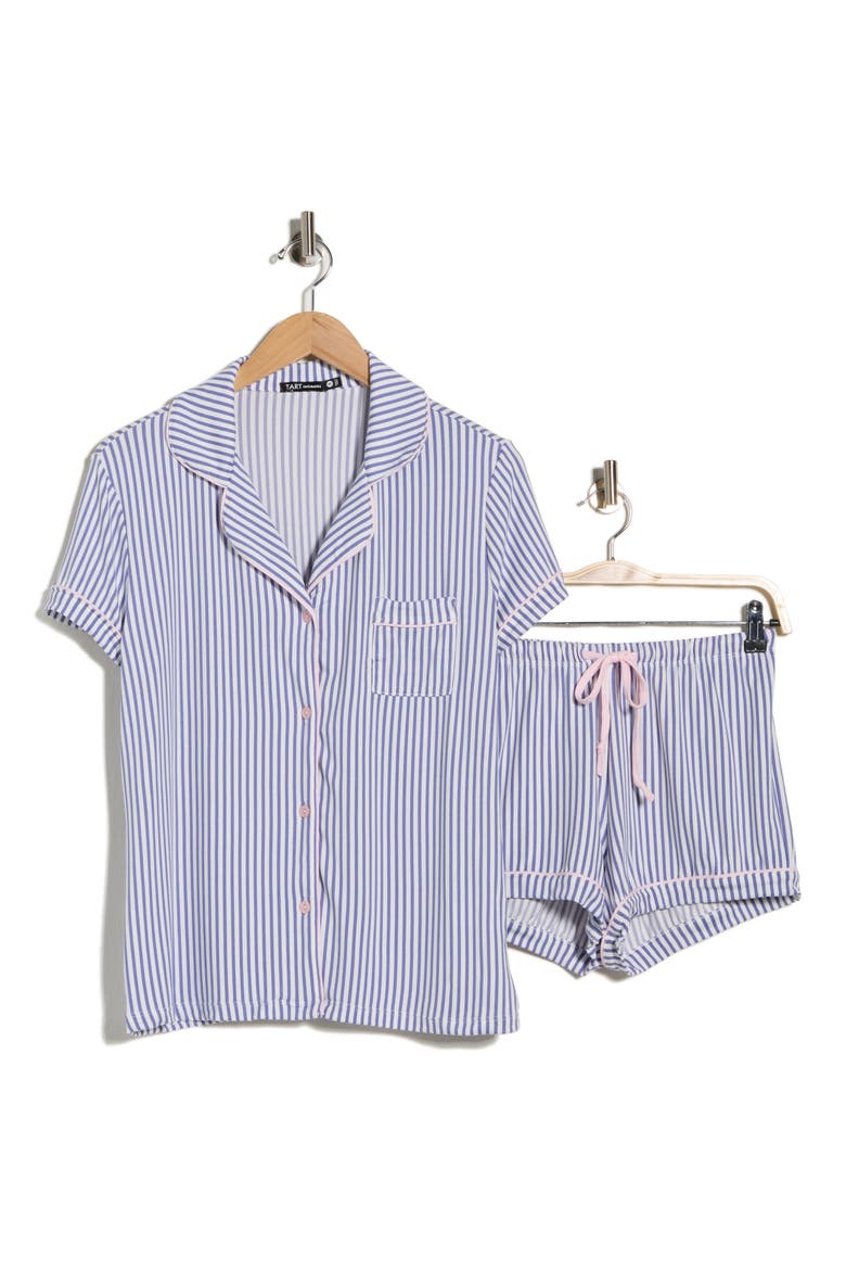 Dixie Butter Soft Shorts Pajamas, Alternate, color, DAWN STRIPE - BLUE