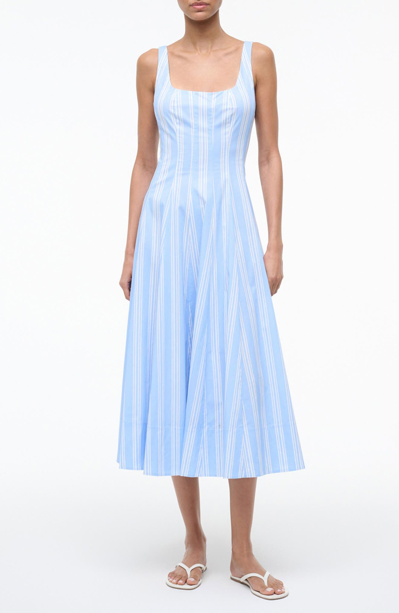 Wells Pinstripe A-Line Midi Dress