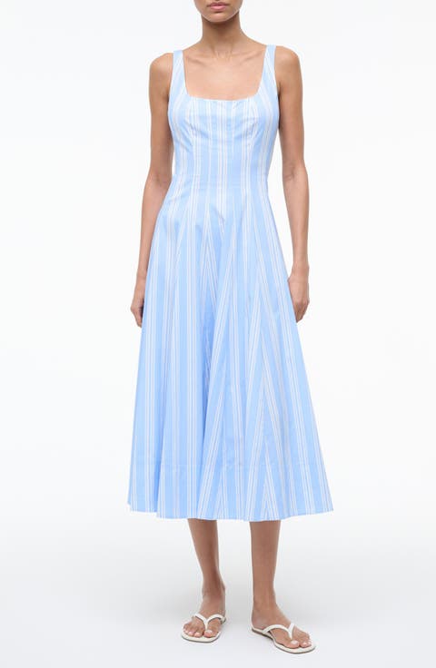 Wells Pinstripe A-Line Midi Dress