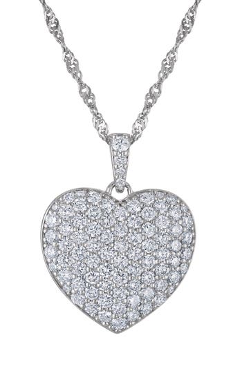 Fzn Sterling Silver Lab Grown Diamond Pendant Necklace In White
