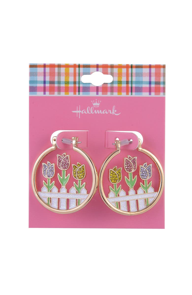 Hallmark Tulip Theme Hoop Earrings, Alternate, color, White