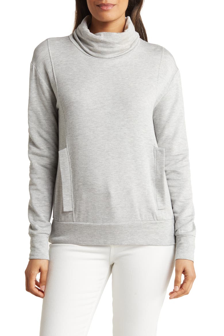 Turtleneck Banded Sweater, Main, color, CHARCOAL PRINT 1