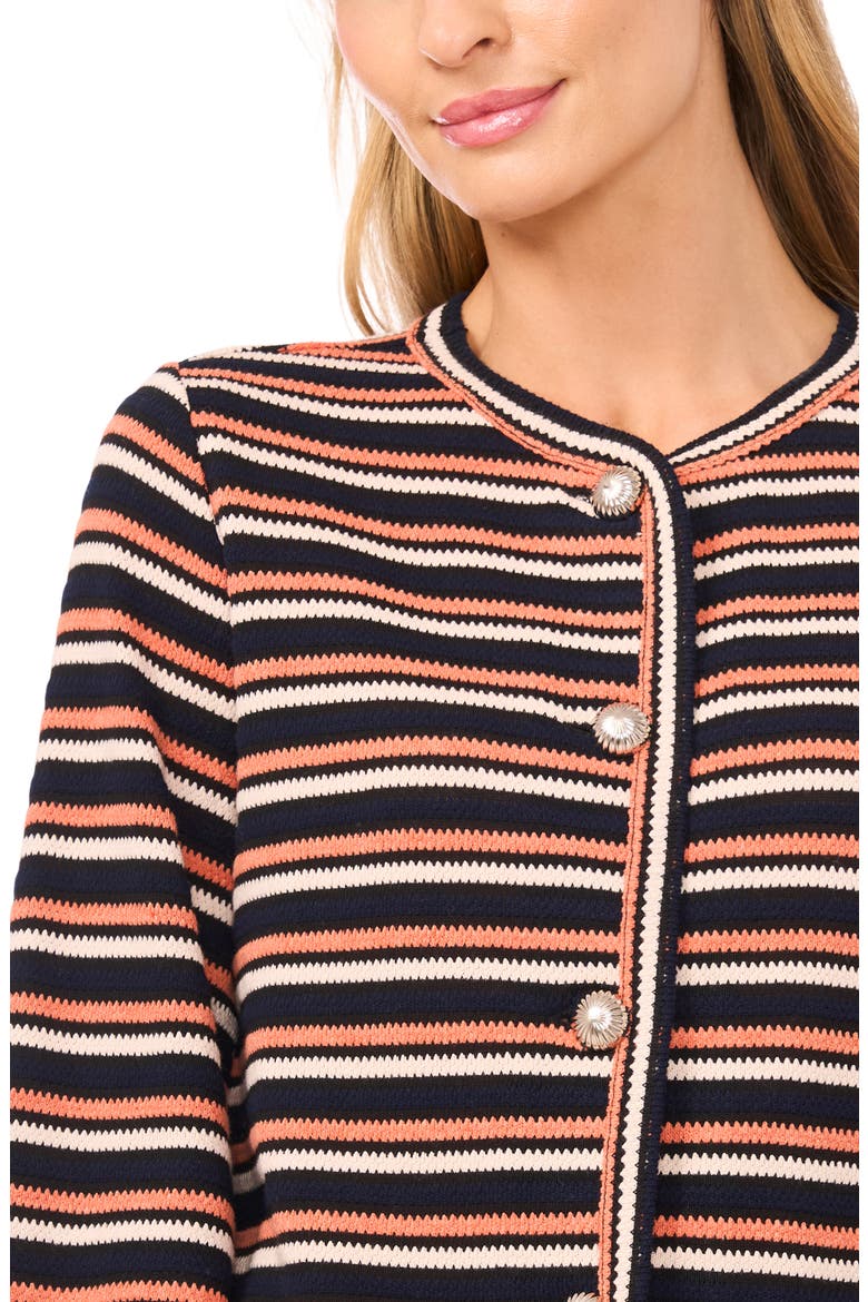 Stripe Knit Cardigan, Alternate, color, RICH BLACK