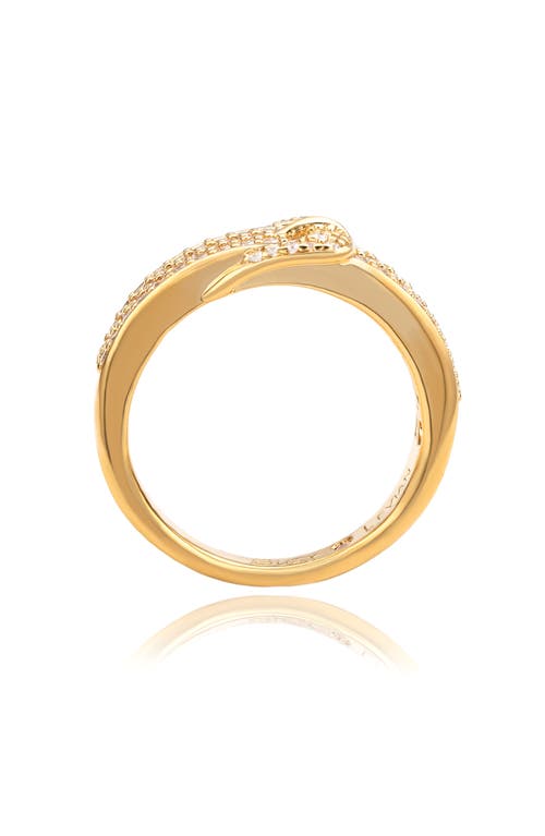 Suzy Levian Yellow Sterling Silver White Cubic Zirconia Buckle Ring In Gold