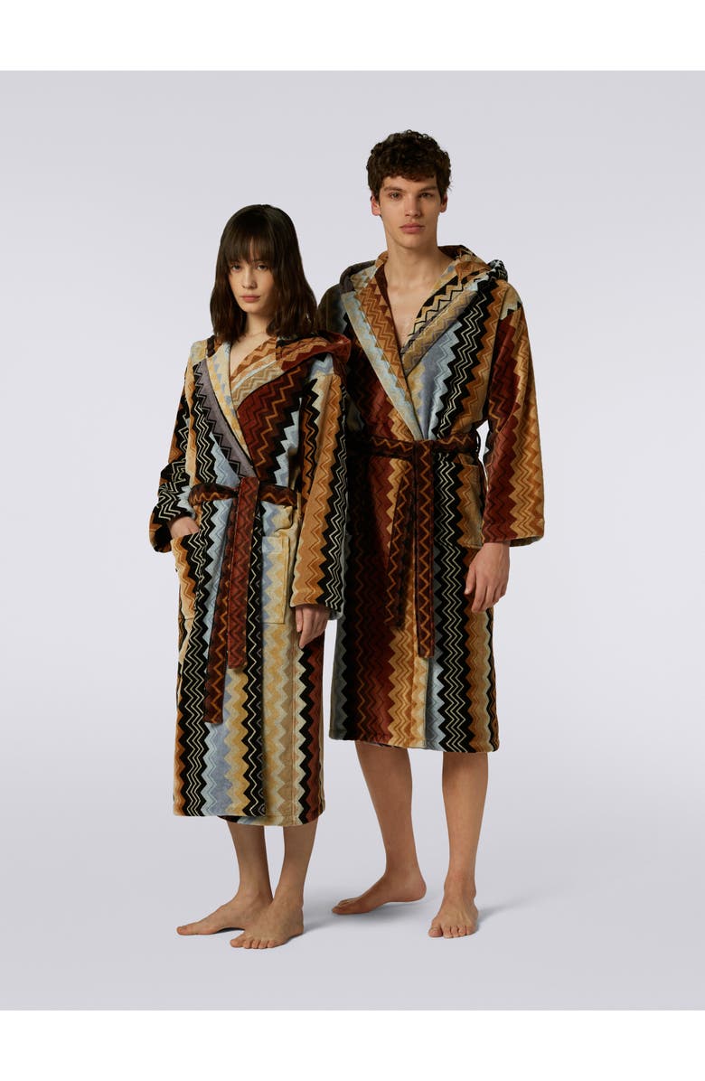 Missoni Home Giacomo Hooded Bathrobe, Alternate, color, Black