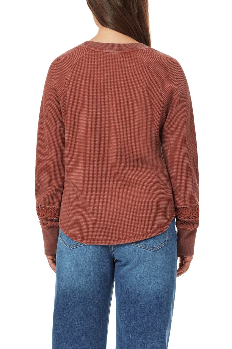 Nella Graphic Waffle Sweater, Alternate, color, MERLOT SUNFLOWER