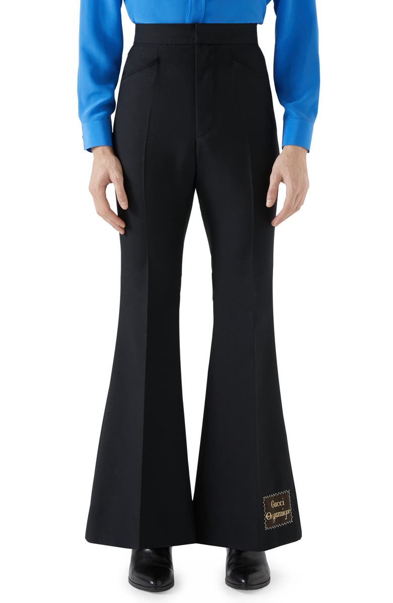Gucci Orgasmique Wool & Mohair Flare Trousers, Main, color, 