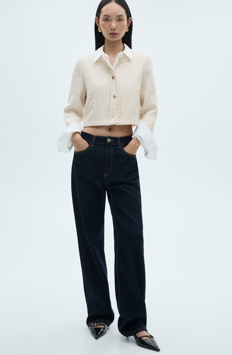 MANGO Jewel Button Metallic Tweed Jacket, Alternate, color, 