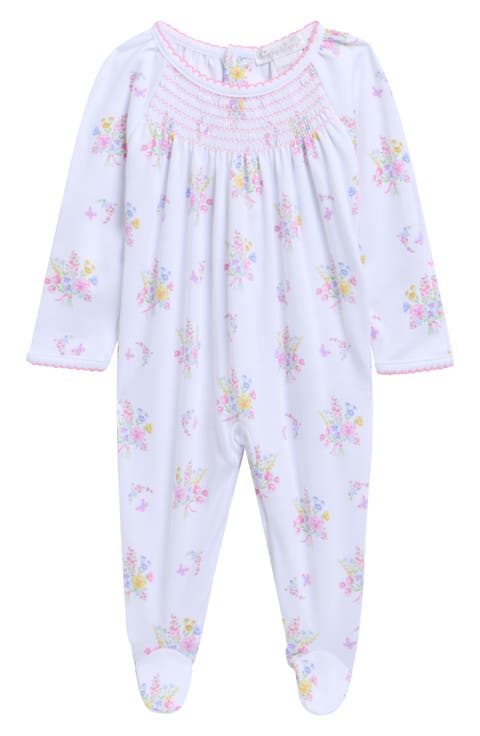 Floral Smocked Pima Cotton Footie (Baby)