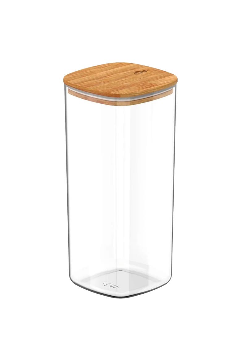 Clear Stackable Airtight Food Storage Container with Wood Lid, Main, color, Clear