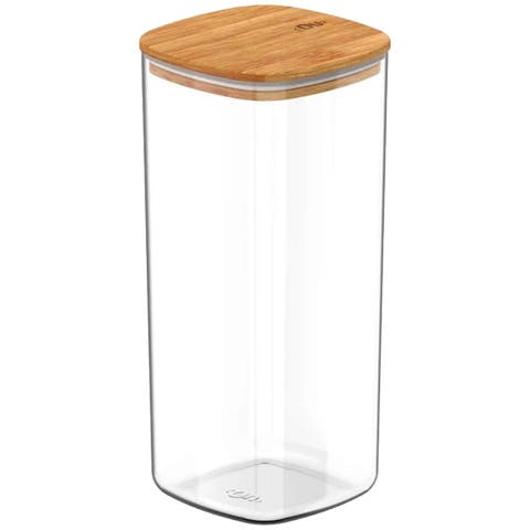 Clear Stackable Airtight Food Storage Container with Wood Lid