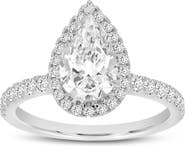 LuvMyJewelry Noor 14K White Gold Pear Lab Grown Diamond Halo Engagement Ring - 2 Ct