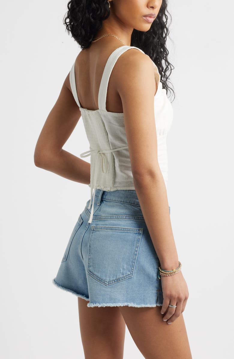 BP. Linen Blend Corset Top, Alternate, color, White Blanc