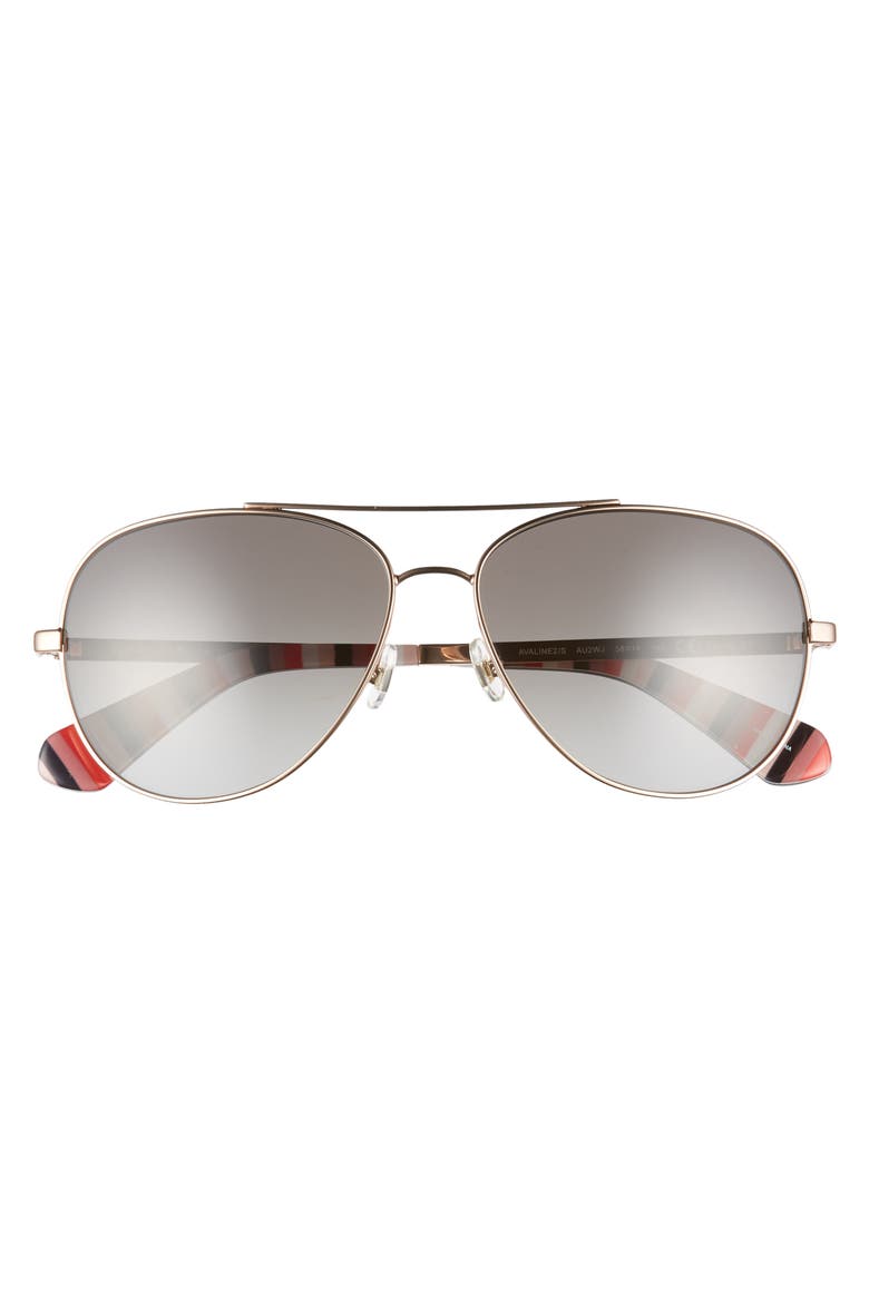 avaline 2 58mm polarized aviator sunglasses, Alternate, color, RED/ GOLD