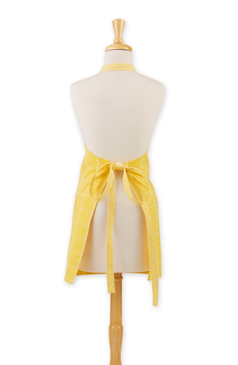 Design Imports Windowpane Print Cotton Apron, Alternate, color, Yellow