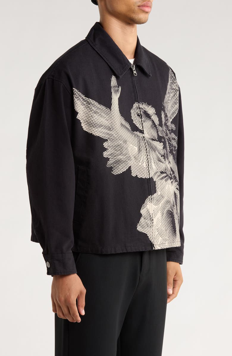 PacSun Process Long Sleeve Zip Front Cotton Denim Shirt, Alternate, color, Black