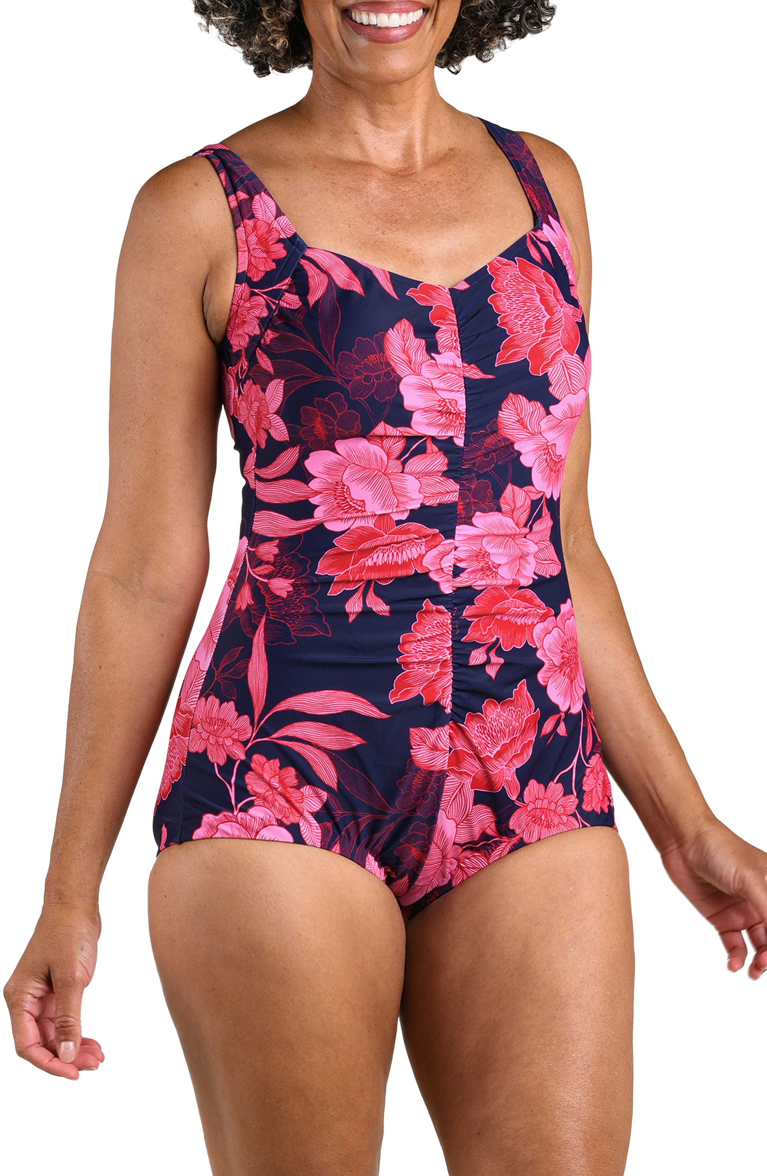 Shirred One-Piece Swimsuit
