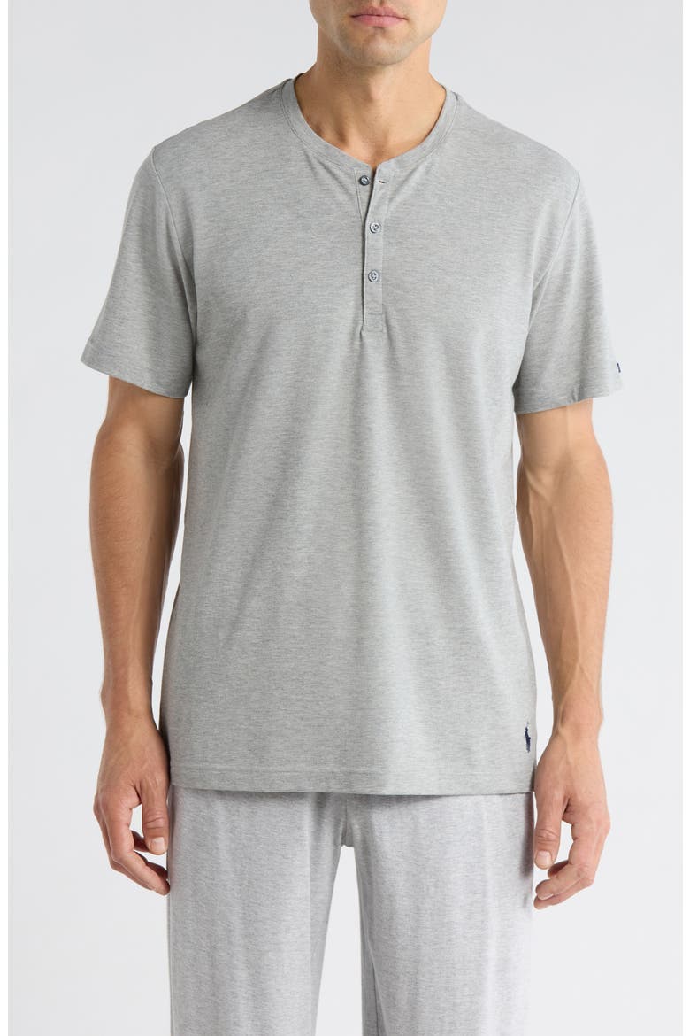 Featherweight Short Sleeve Henley Pajama Top, Main, color, GREY