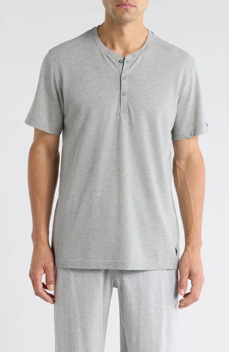 Polo Ralph Lauren Featherweight Short Sleeve Henley Pajama Top, Main, color, Grey